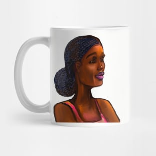 Afro queen III - Mahagony brown skin girl with braided,  black African woman Mug